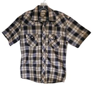 Cowboy Legend Shirt Men's Size Large Pearl Snap Short Sleeve Western